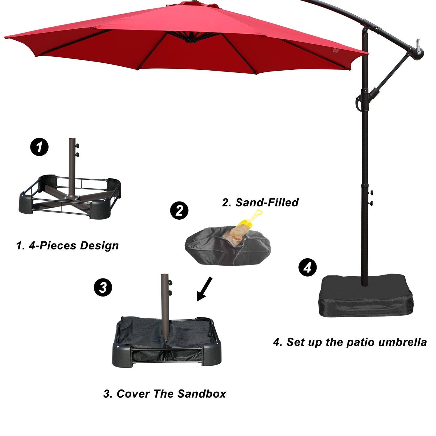 Offset Hanging Umbrella with Base Stand 10 Ft. Patio Umbrella Aoodor