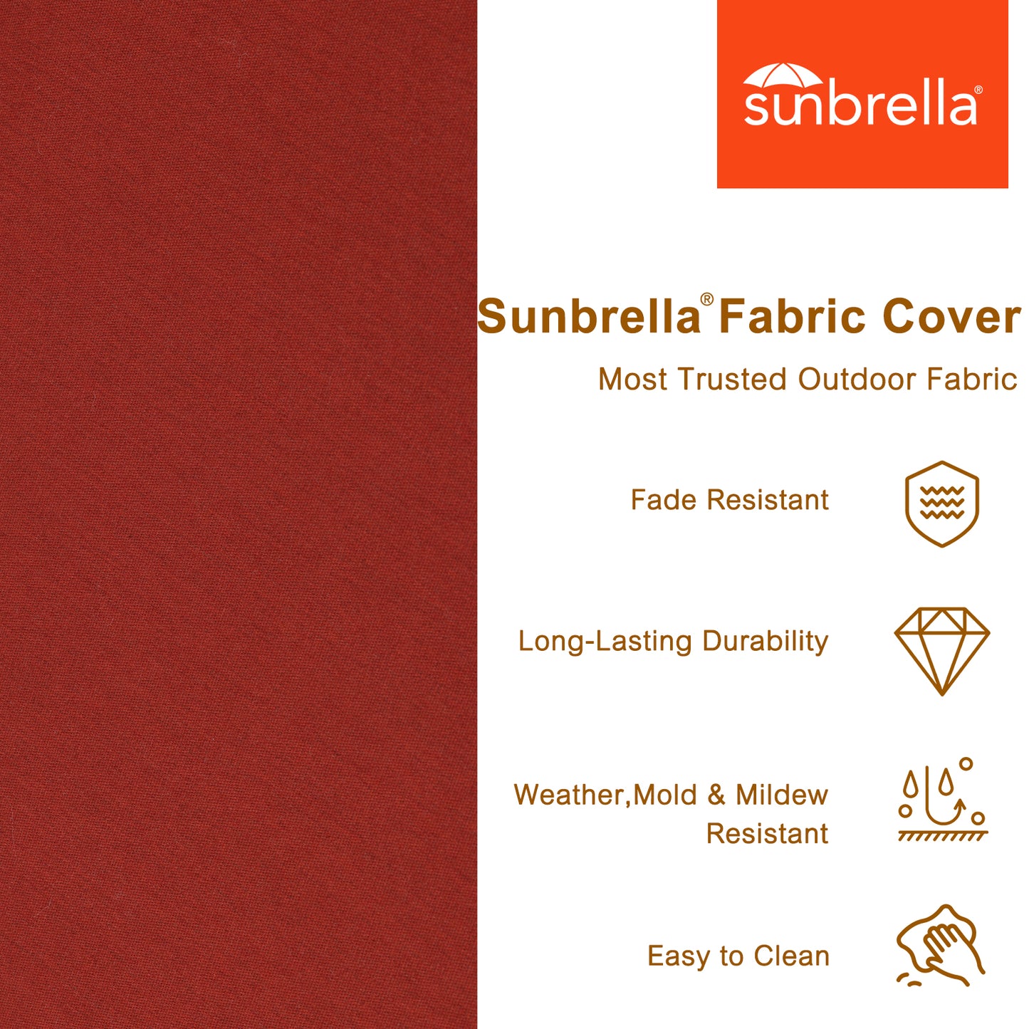 Aoodor Premium Sunbrella Outdoor Patio Chair Cushions Set, Red