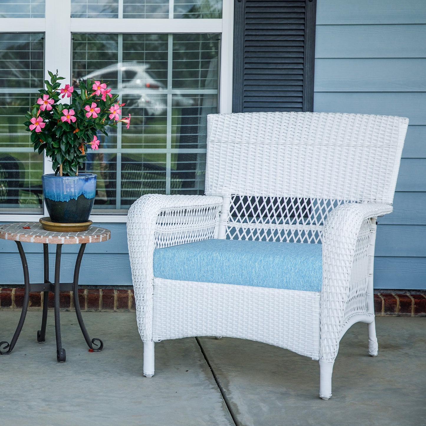 Outdoor Chair Cushions Set of 2 with Handle and Ties, Water Resistant Patio Seat Pads, Lake Blue Aoodor