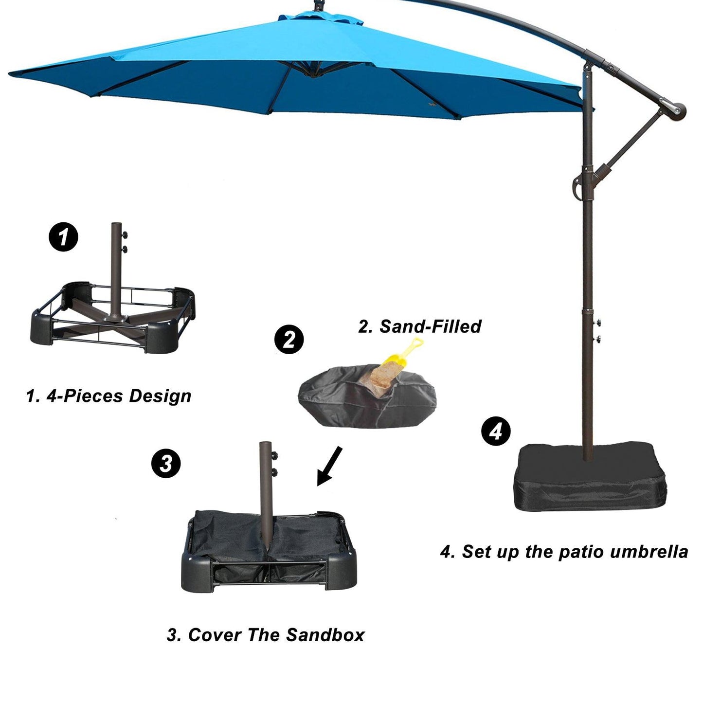 Offset Hanging Umbrella with Base Stand 10 Ft. Patio Umbrella Aoodor