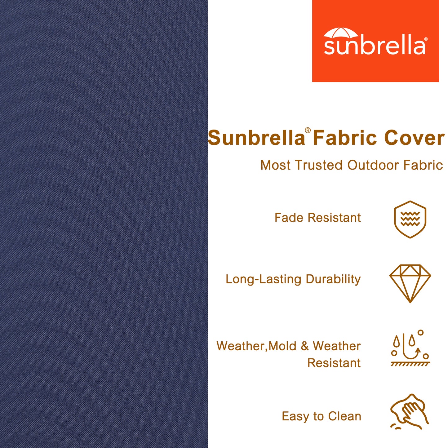 Aoodor Premium Sunbrella Outdoor Patio Chair Cushions Set, Dark Blue