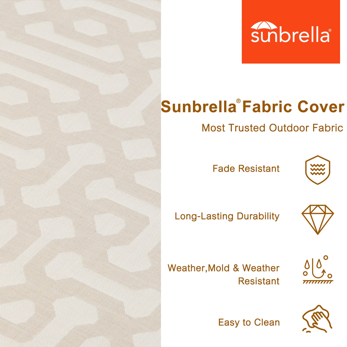 Aoodor Premium Sunbrella Outdoor Patio Chair Cushions Set, Beige
