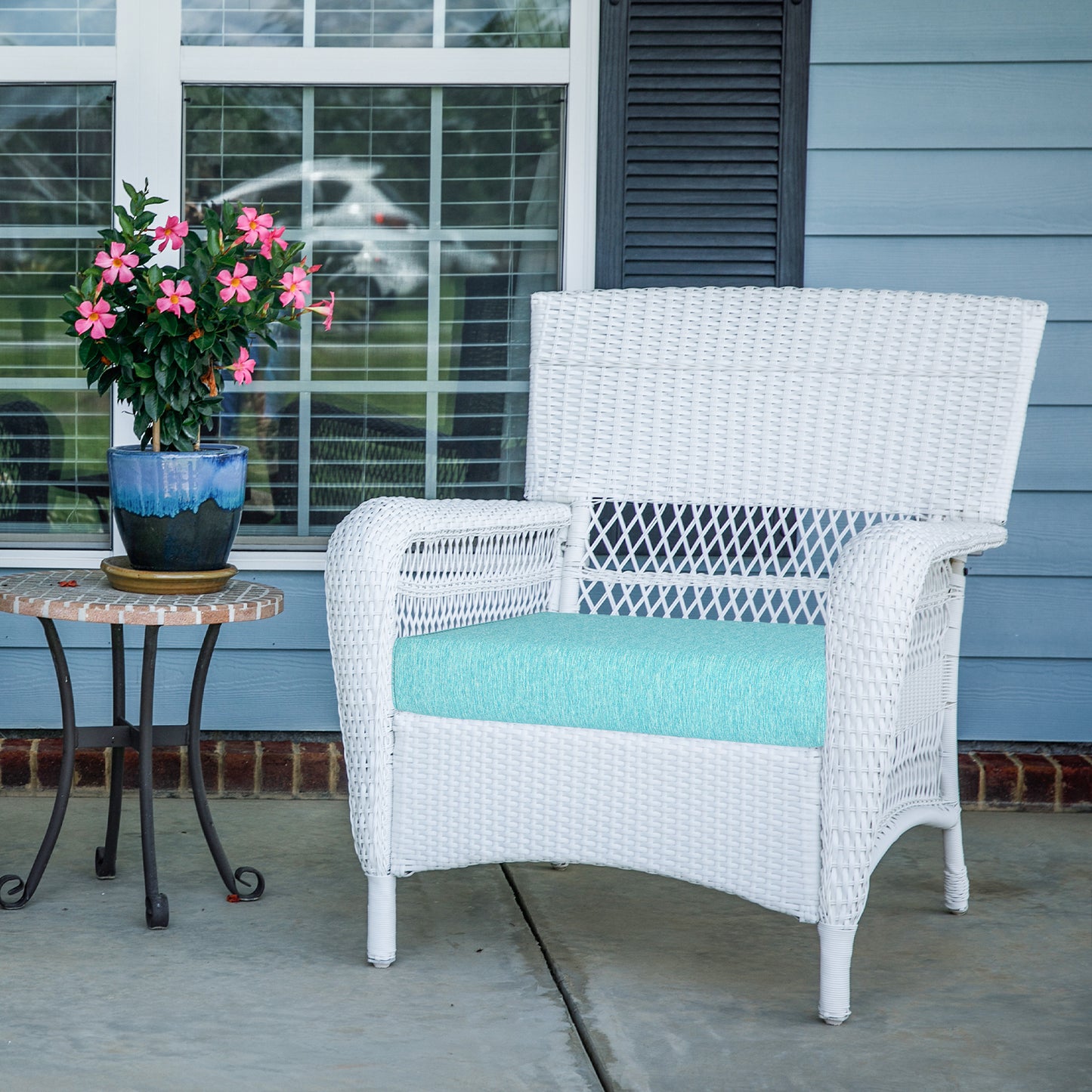 Outdoor Chair Cushions Set of 2 with Handle and Ties, Water Resistant Patio Seat Pads, Aruba Blue Aoodor