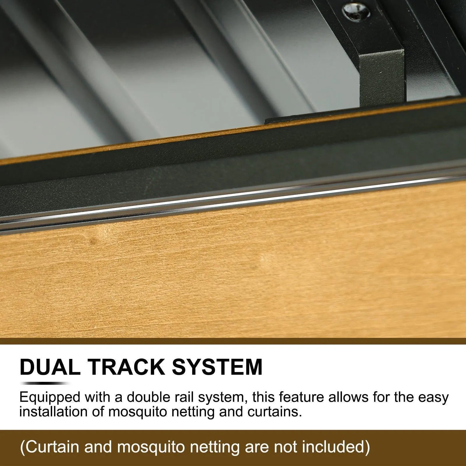 12 x 10 ft. Outdoor Solid Wooden Frame Gazebo with 2-Tier Hardtop Roof Gazebo Aoodor