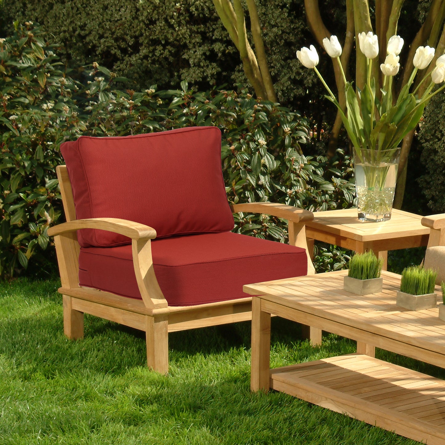 Aoodor Premium Sunbrella Outdoor Patio Chair Cushions Set, Red