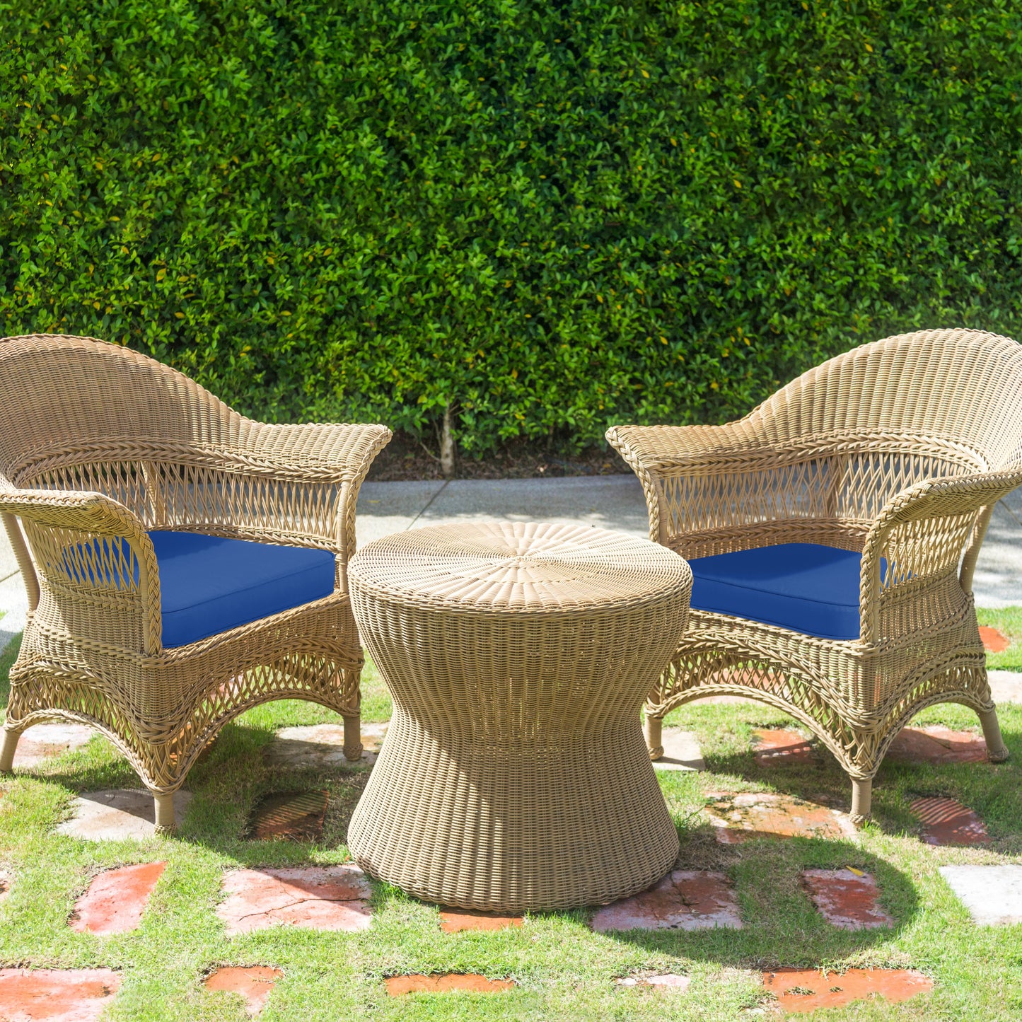 Outdoor Chair Cushion, Patio Seat Pad, Removable Cover with Hidden Zipper, Ties - Navy Blue