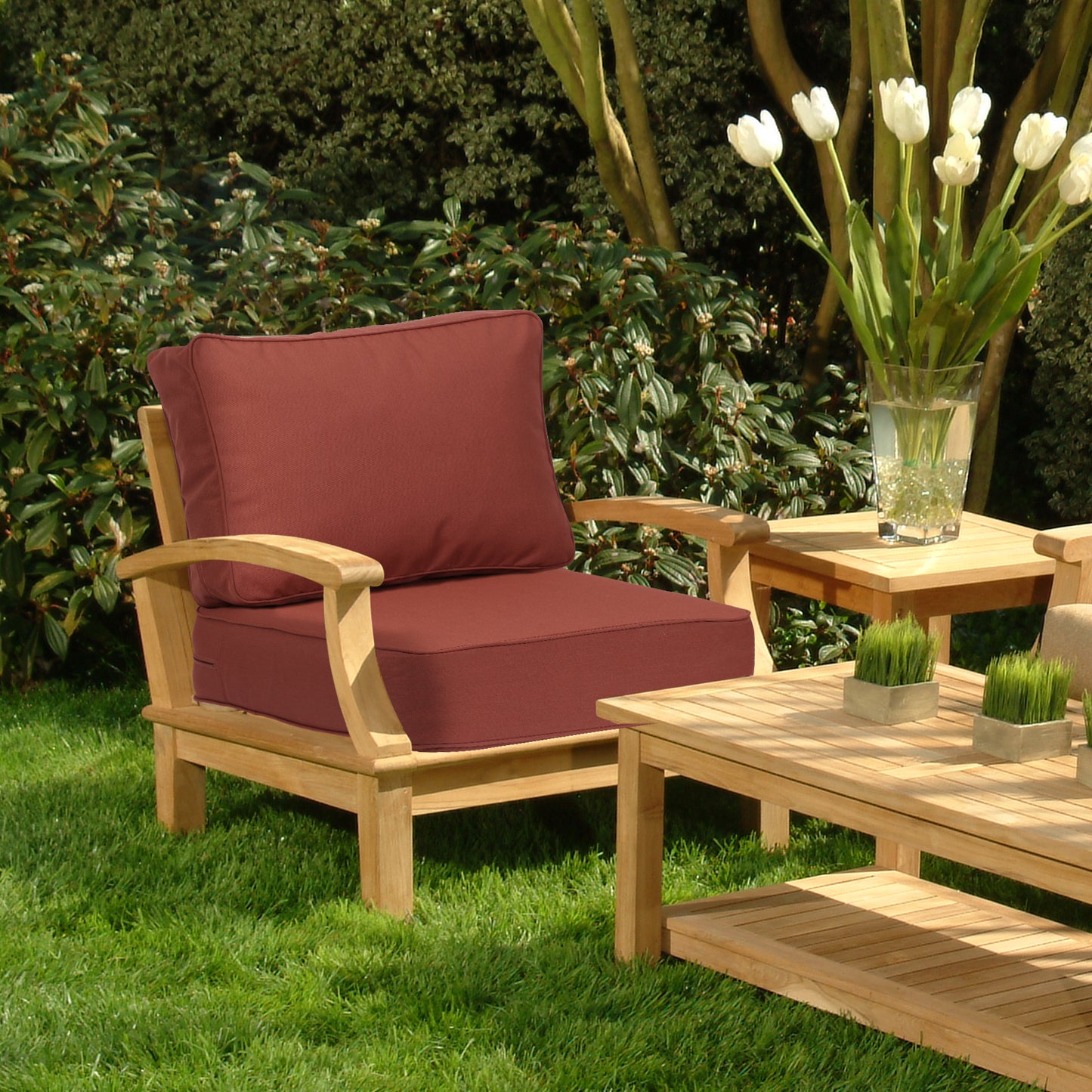 Premium Sunbrella Fabric Outdoor Patio Chair Cushions Set, Canvas Henna Aoodor