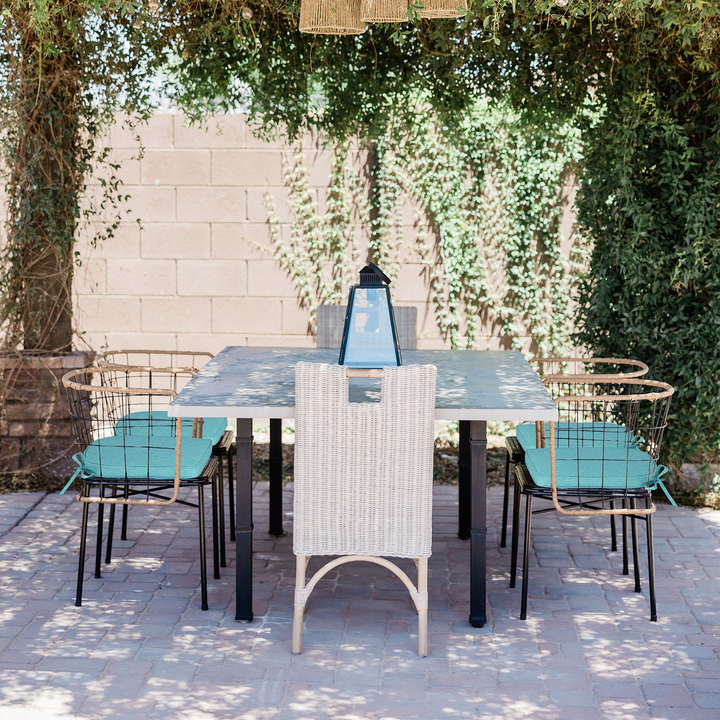 Outdoor Dining Chair Cushions Set, Patio Chair Pads with Ties, Aruba Blue Aoodor
