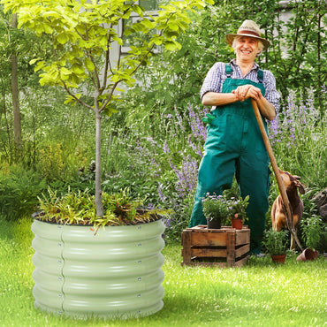 16.7'' Tall Aluzinc Metal Raised Garden Bed 24'' Round - Outdoor Garden Planter Box Aoodor