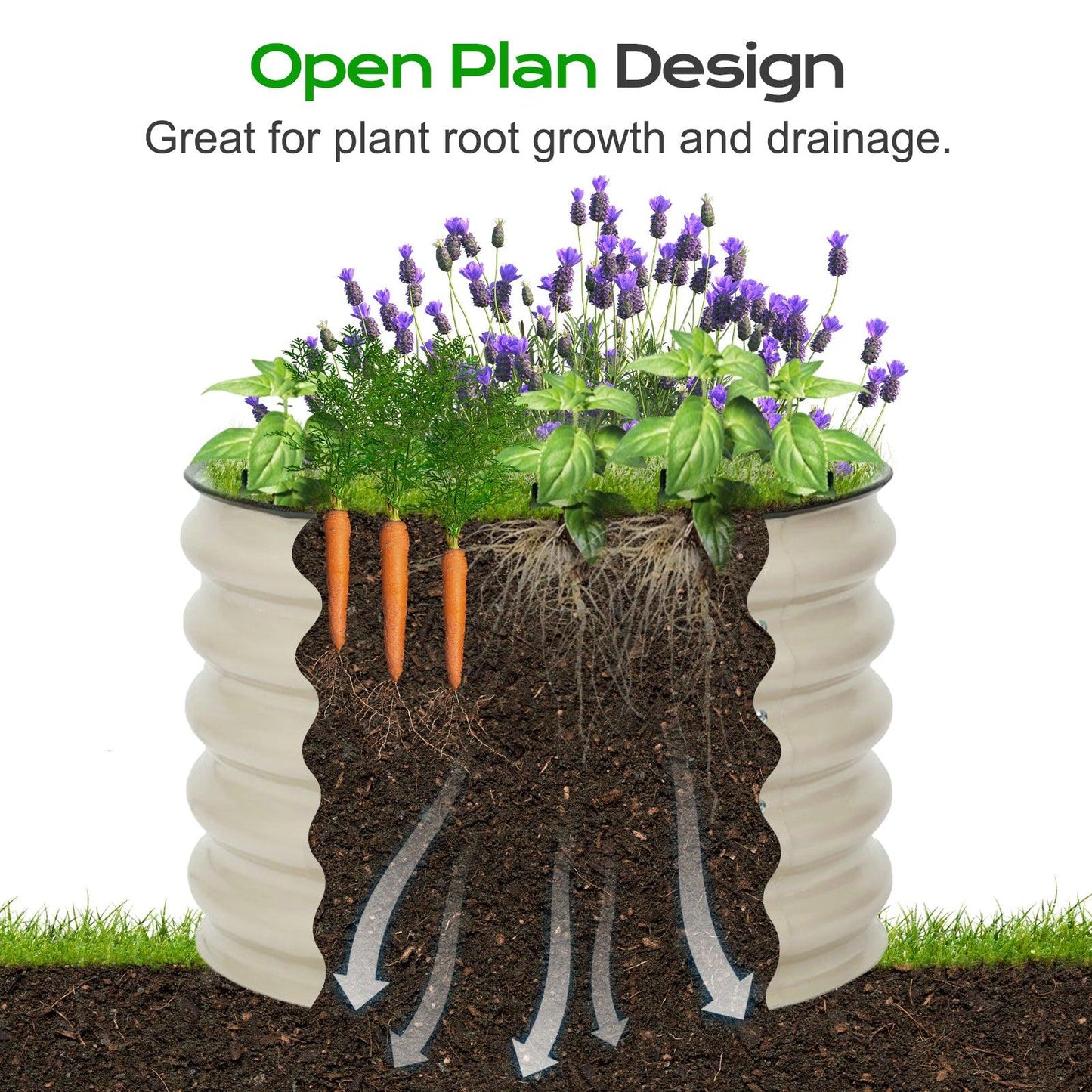 16.7'' Tall Aluzinc Metal Raised Garden Bed 24'' Round - Outdoor Garden Planter Box Aoodor
