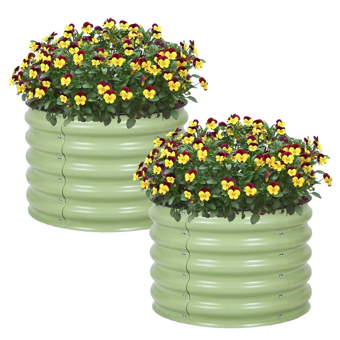 16.7'' Tall Aluzinc Metal Raised Garden Bed 24'' Round - Outdoor Garden Planter Box Aoodor