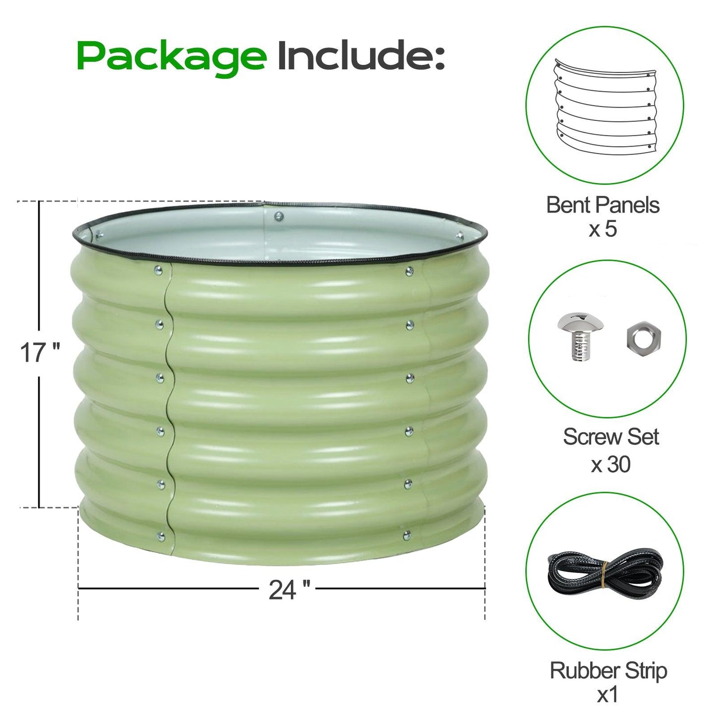 16.7'' Tall Aluzinc Metal Raised Garden Bed 24'' Round - Outdoor Garden Planter Box Aoodor