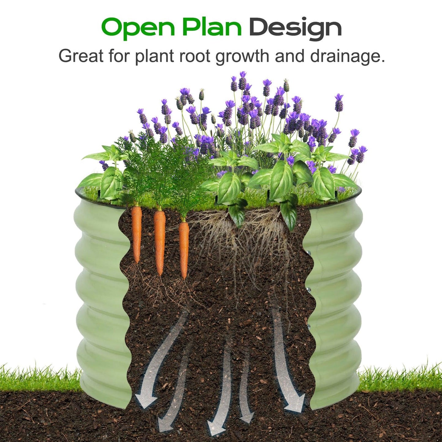 16.7'' Tall Aluzinc Metal Raised Garden Bed 24'' Round - Outdoor Garden Planter Box Aoodor