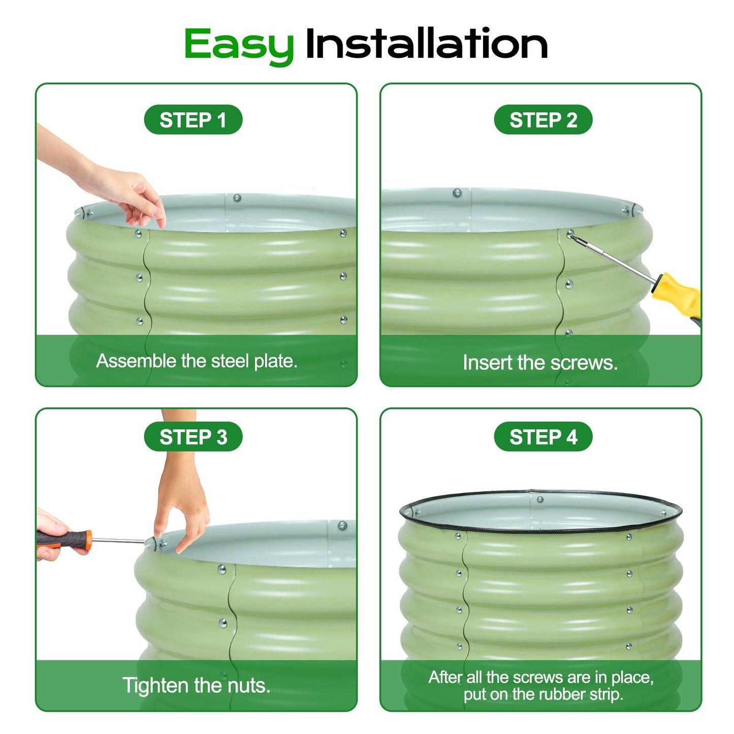 16.7'' Tall Aluzinc Metal Raised Garden Bed 24'' Round - Outdoor Garden Planter Box Aoodor Aoodor