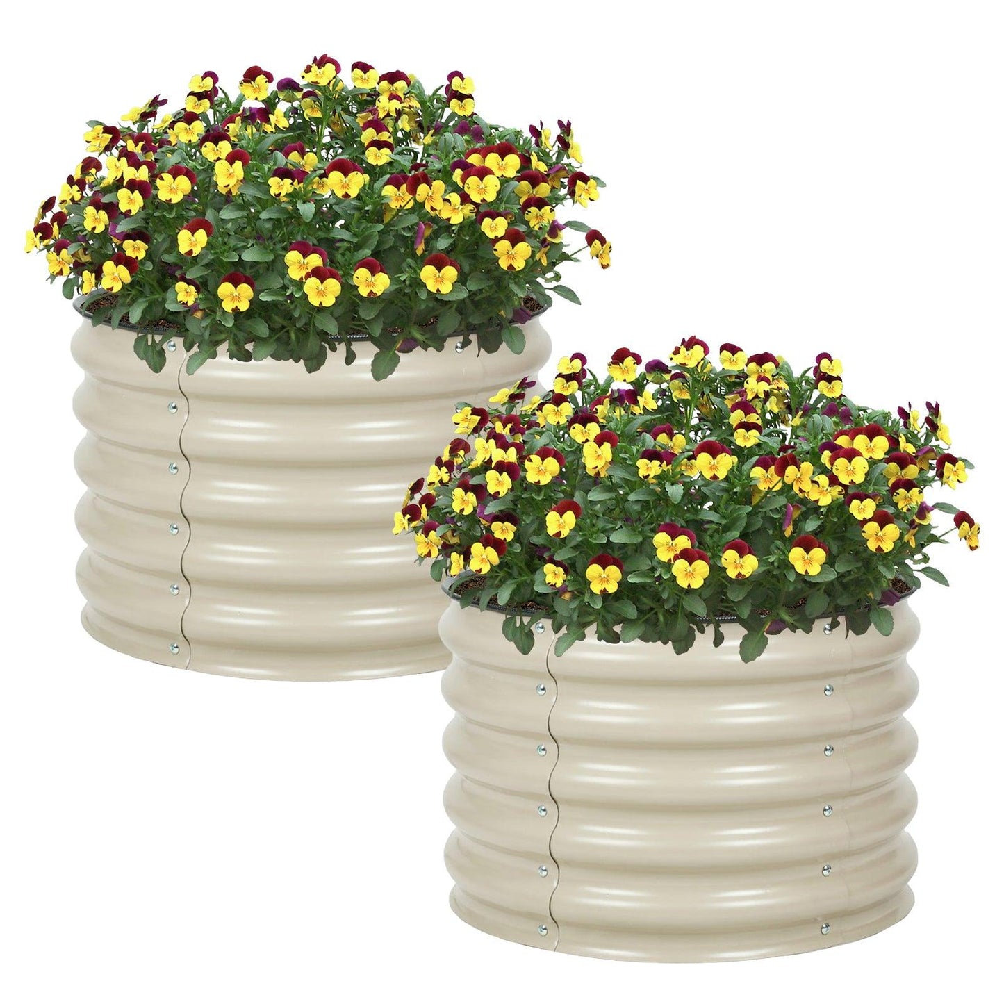 16.7'' Tall Aluzinc Metal Raised Garden Bed 24'' Round - Outdoor Garden Planter Box Aoodor
