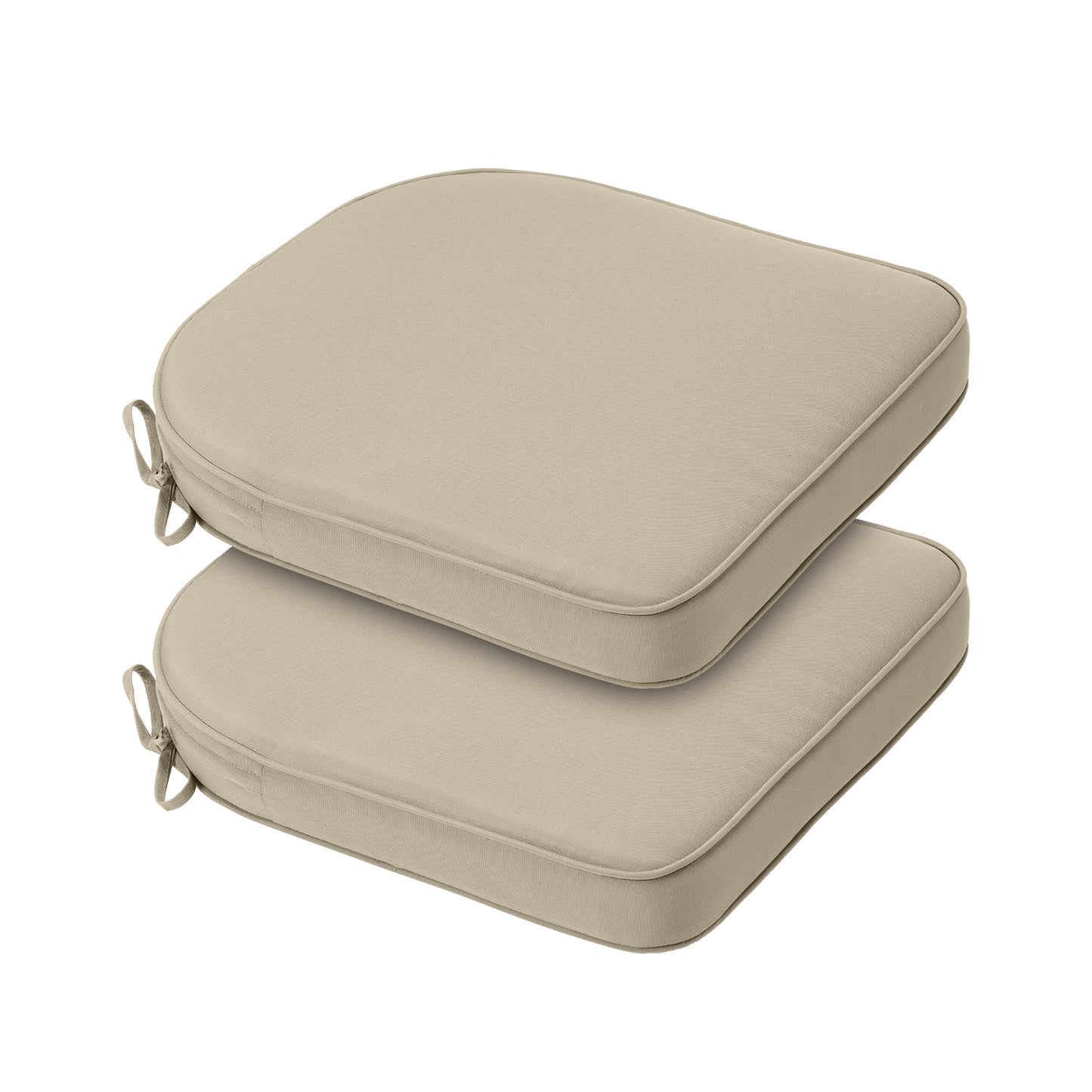 Outdoor Chair Cushion, Patio Seat Pad, Removable Cover with Hidden Zipper, Ties - Khaki