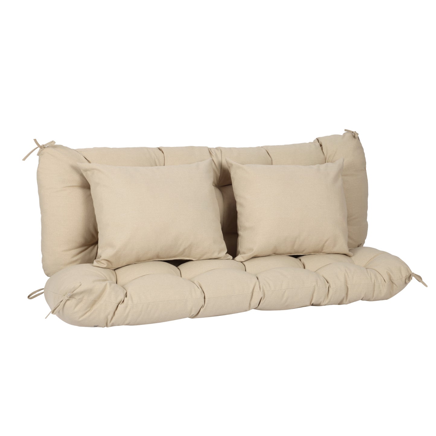 59" Tufted Porch Swing Cushions, Extra 5.1" Thick Outdoor Swing Bench Replacement Cushion with Backrest and 2 Pillows - Khaki Aoodor