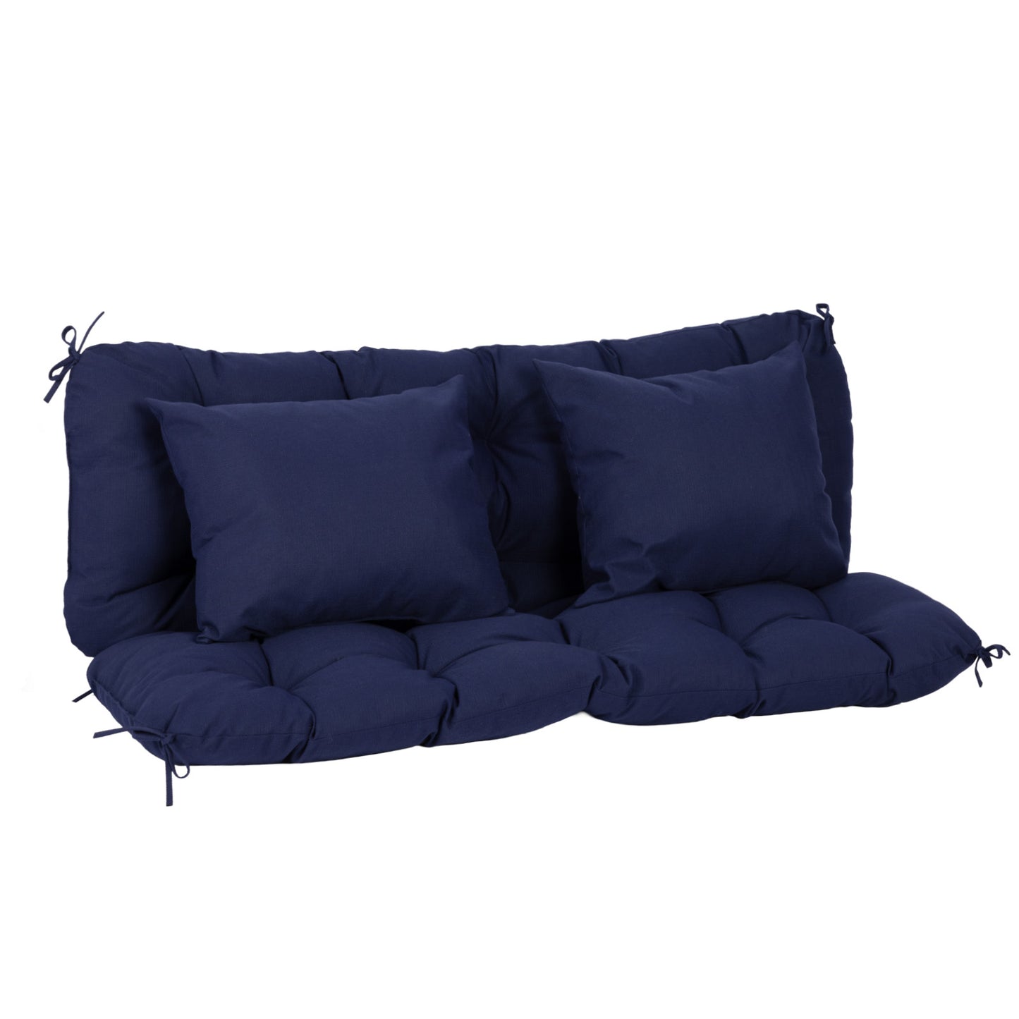 59" Tufted Porch Swing Cushions, Extra 5.1" Thick Outdoor Swing Bench Replacement Cushion with Backrest and 2 Pillows - Dark Blue Aoodor