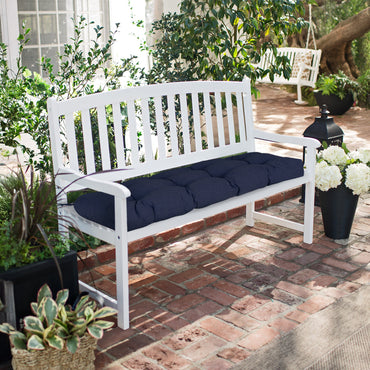 Outdoor Polyester Tufted Bench Cushion, Water & Fade Resistant, Dark Blue