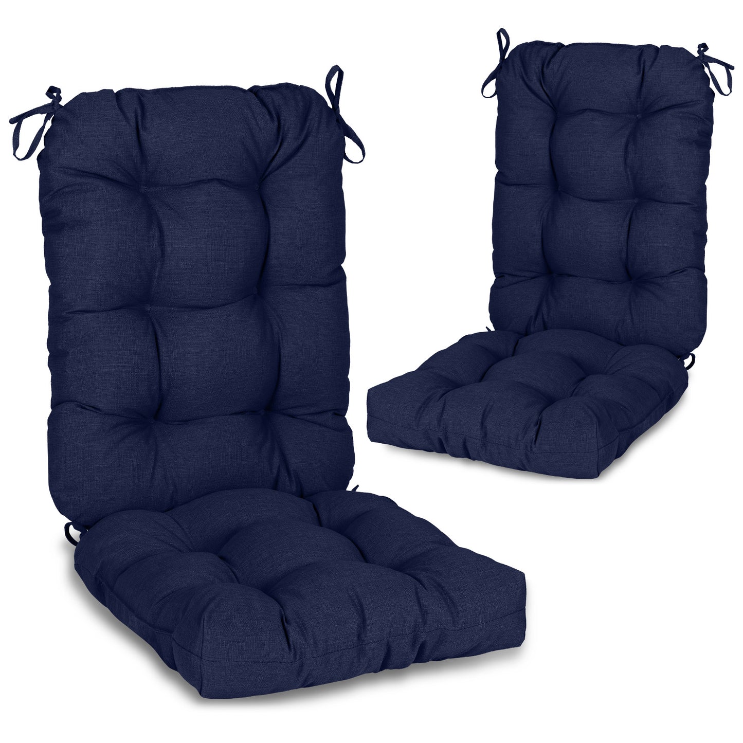 Tufted Outdoor High Back Chair Cushions Patio Replacement Cushion, Dark Blue