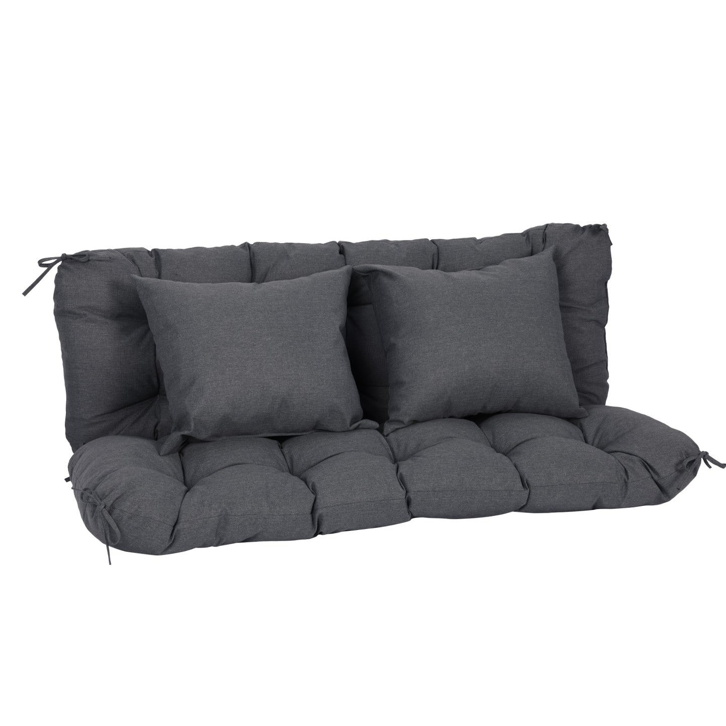 59" Tufted Porch Swing Cushions, Extra 5.1" Thick Outdoor Swing Bench Replacement Cushion with Backrest and 2 Pillows - Dark Gray Aoodor