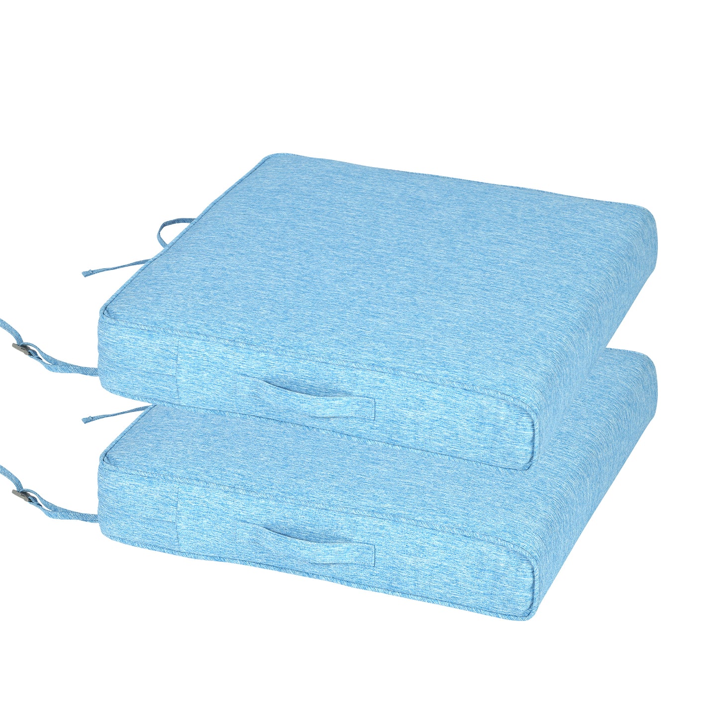 Outdoor Chair Cushions Set of 2 with Handle and Ties, Water Resistant Patio Seat Pads, Lake Blue Aoodor