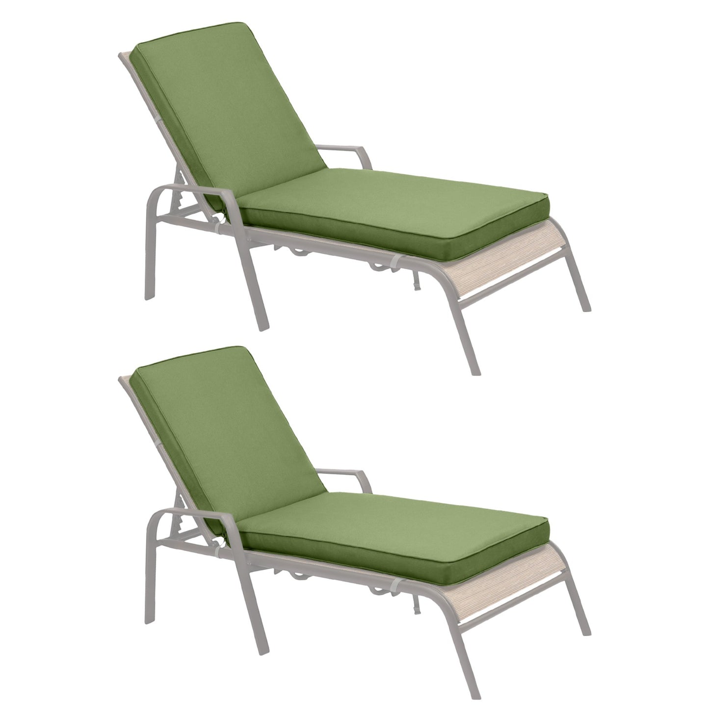 72x21x3 inch Patio Chaise Lounger Cushions Set of 2 - Green
