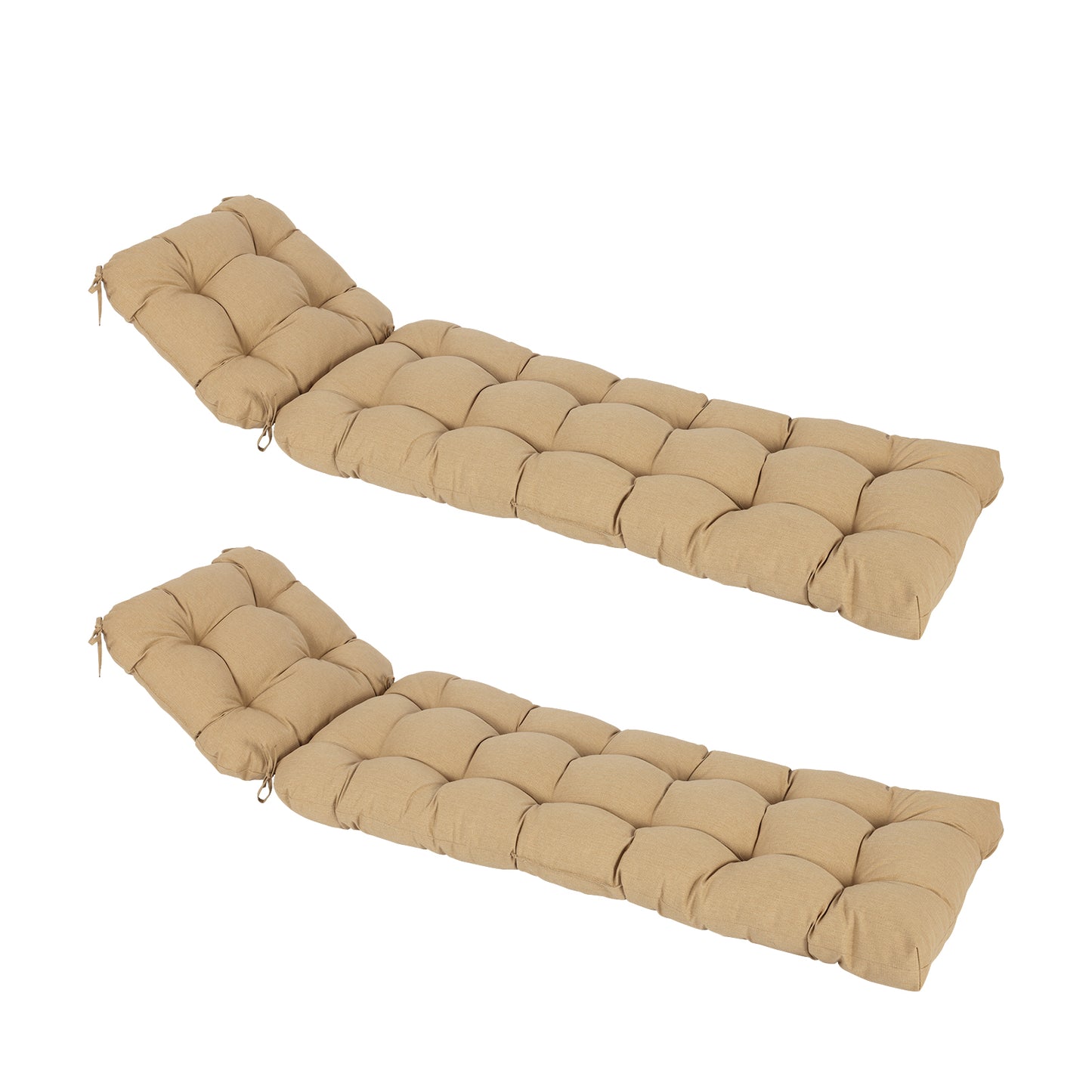 76"x22"x5.1" Polyester Tufted Chaise Lounge Cushion for Outdoor Wicker Chaise Lounge Use, 2 Packs - Brown Aoodor