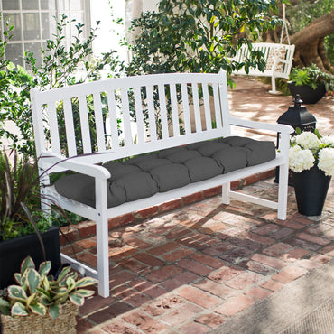 Outdoor Polyester Tufted Bench Cushion, Water & Fade Resistant, Dark Gray