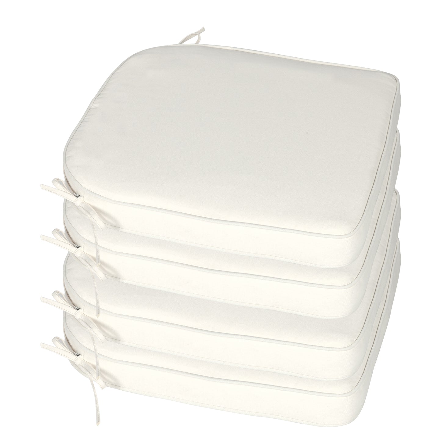 Outdoor Dining Chair Cushions Set, Patio Chair Pads with Ties, Ivory White