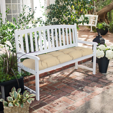 Outdoor Polyester Tufted Bench Cushion, Water & Fade Resistant, Khaki