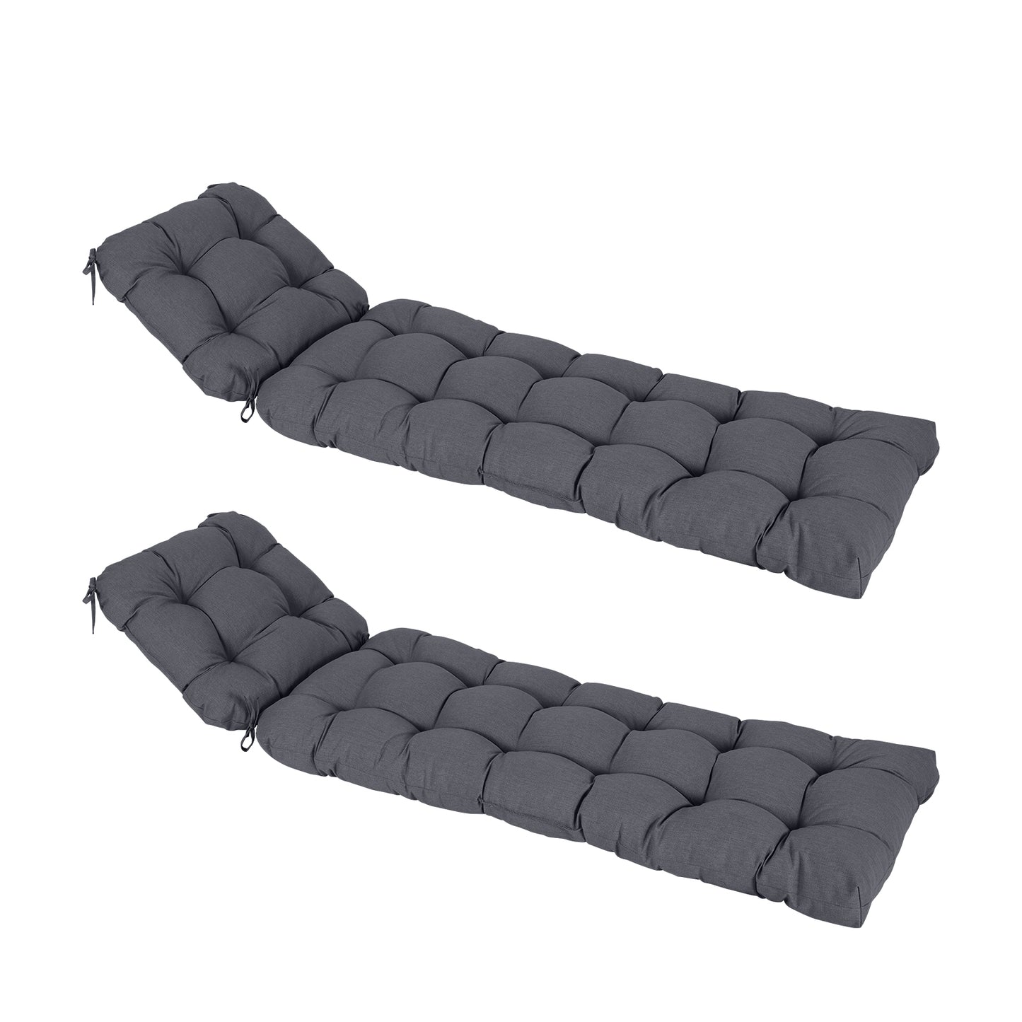 76"x22"x5.1" Polyester Tufted Chaise Lounge Cushion for Outdoor Wicker Chaise Lounge Use, 2 Packs - Dark Gray Aoodor