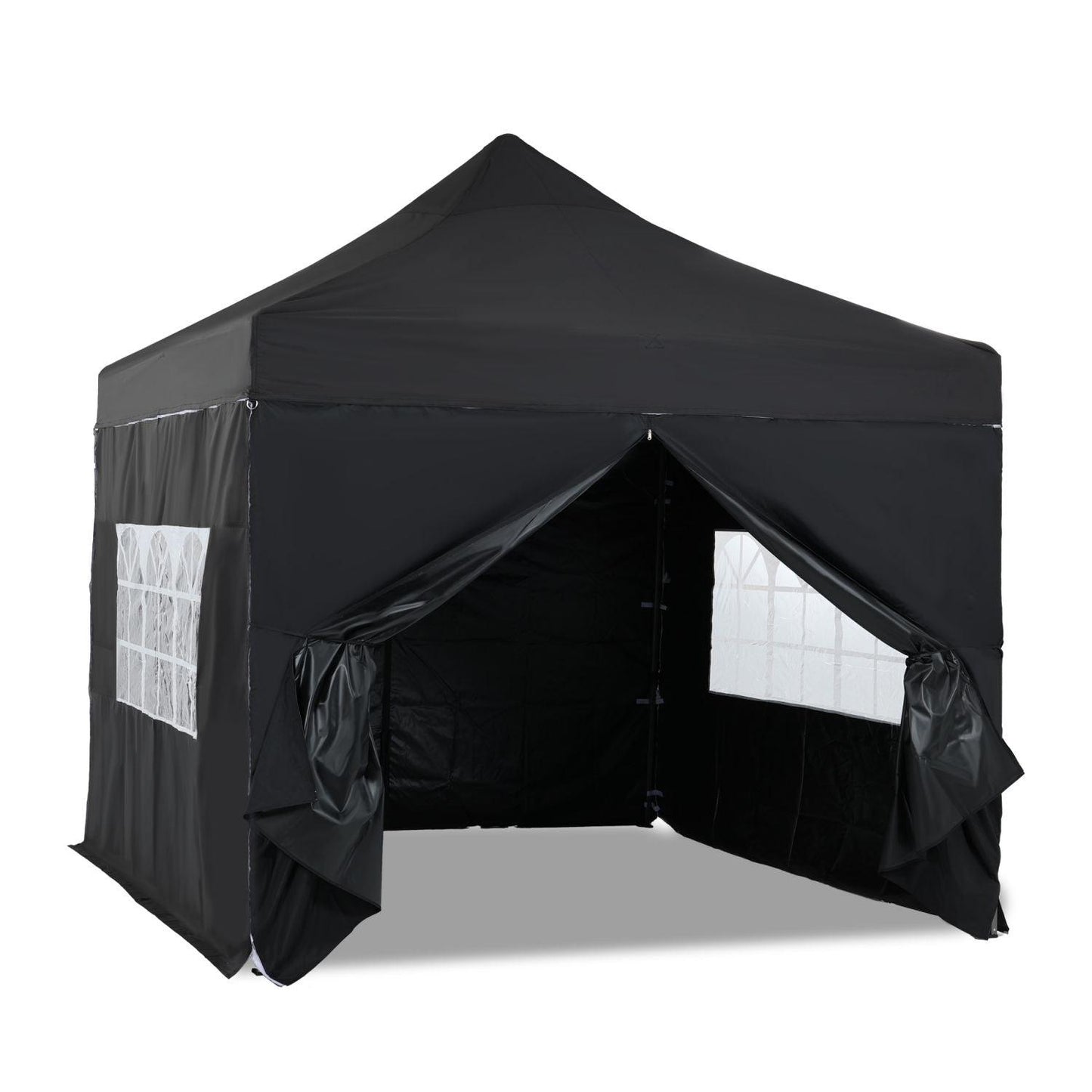 10 x 10 FT. Pop Up Canopy Tent with Windows Sidewalls, 3 Adjustable Heights, with Wheeled Bag Aoodor
