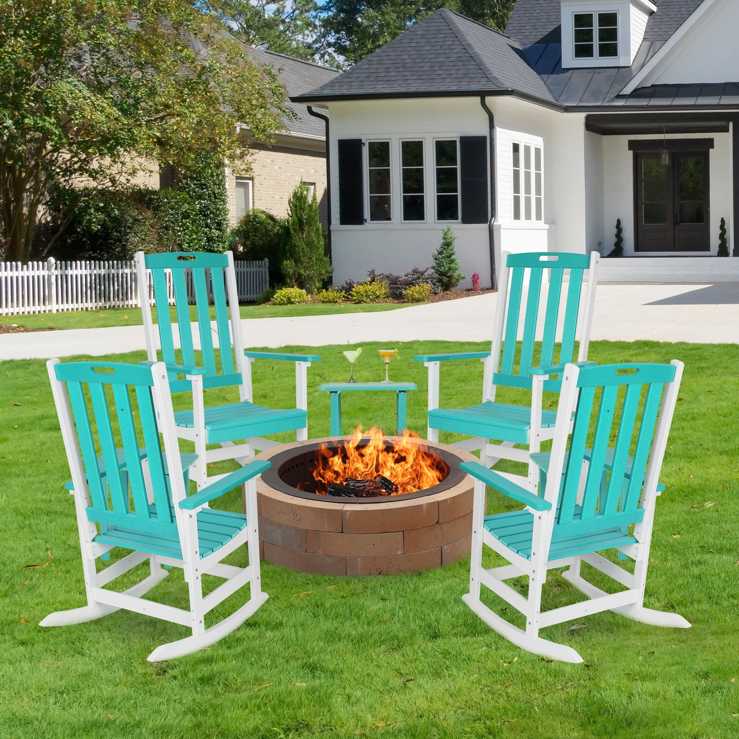 Outdoor Rocking Chair, Ergonomic HDPE Rockers with All-Weather Design