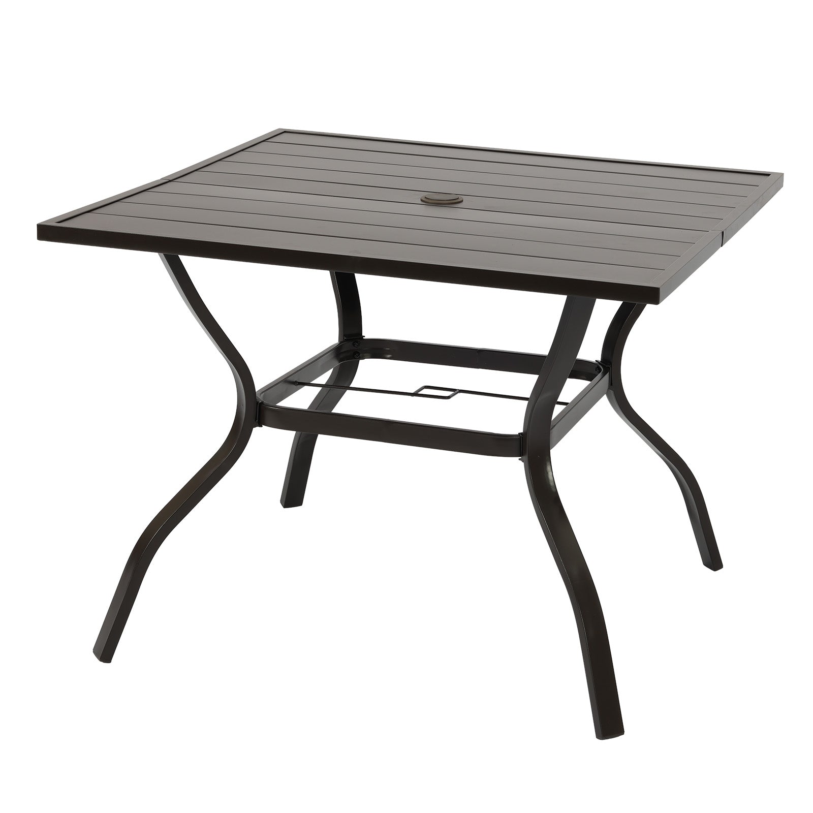 folding patio table with umbrella hole Aoodor Patio Dining Table for 4, 38'' Square Metal Outdoor Patio Table with Umbrella Hole, Outdoor Dining Table for Deck, Yard, Poolside, Porch