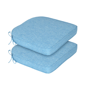Outdoor Dining Chair Cushions Set, Patio Chair Pads with Ties, Lake Blue