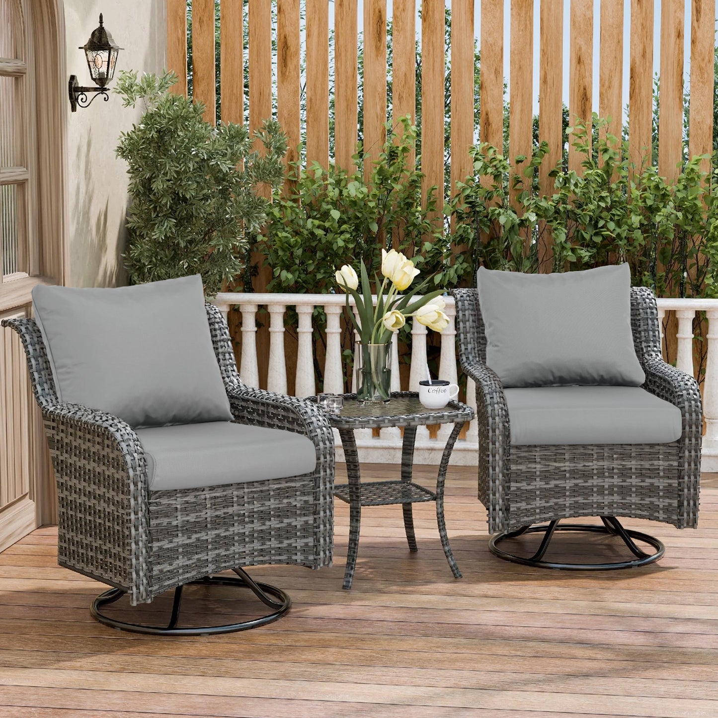 Outdoor Chair Cushions, Patio Deep Seat Cushions with Handle & Adjustable Straps - Gray Aoodor