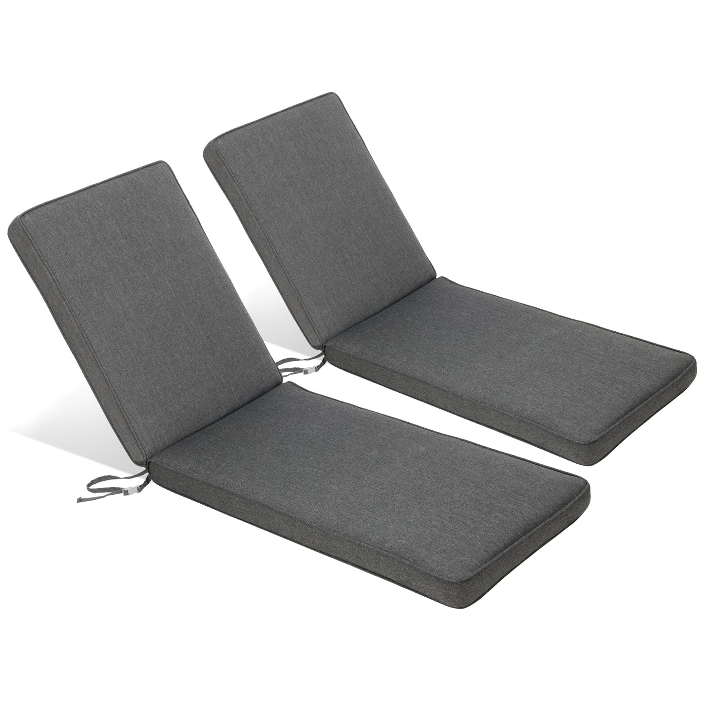 72x21x3 inch Patio Chaise Lounger Cushions Set of 2 - Charcoal