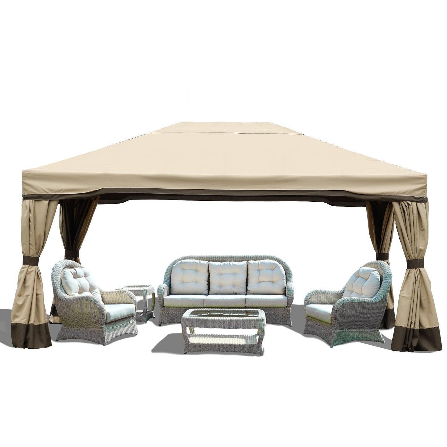 Canopy for 16 x 12 ft. Outdoor Gazebo (Canopy Only) - Brown Aoodor