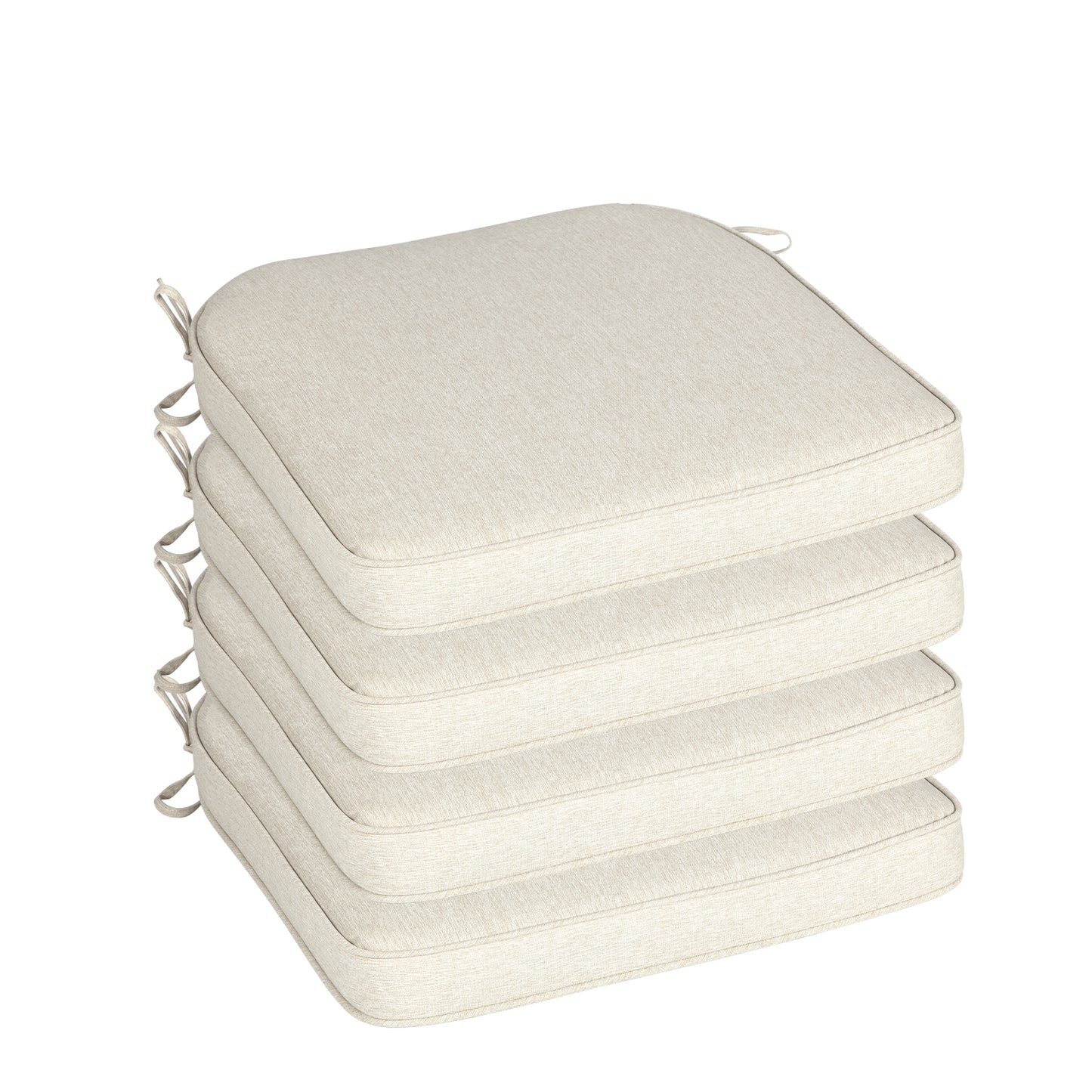 Outdoor Dining Chair Cushions Set, Patio Chair Pads with Ties, Khaki