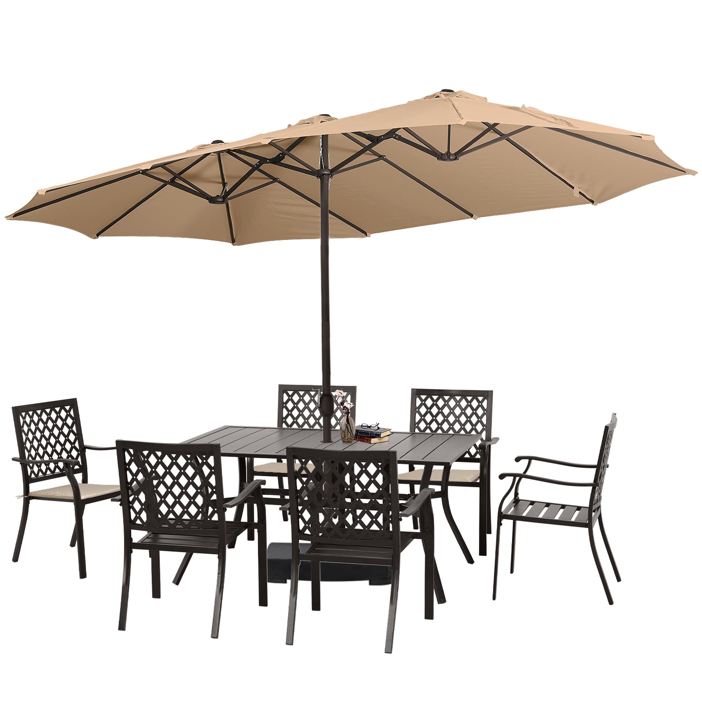 15 ft. Double Sided Patio Market Umbrella with Base Stand