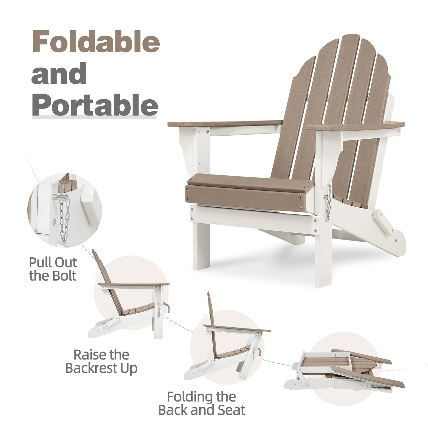 32(L)x22(W)x37(H) inch Folding Adirondack Chair Aoodor