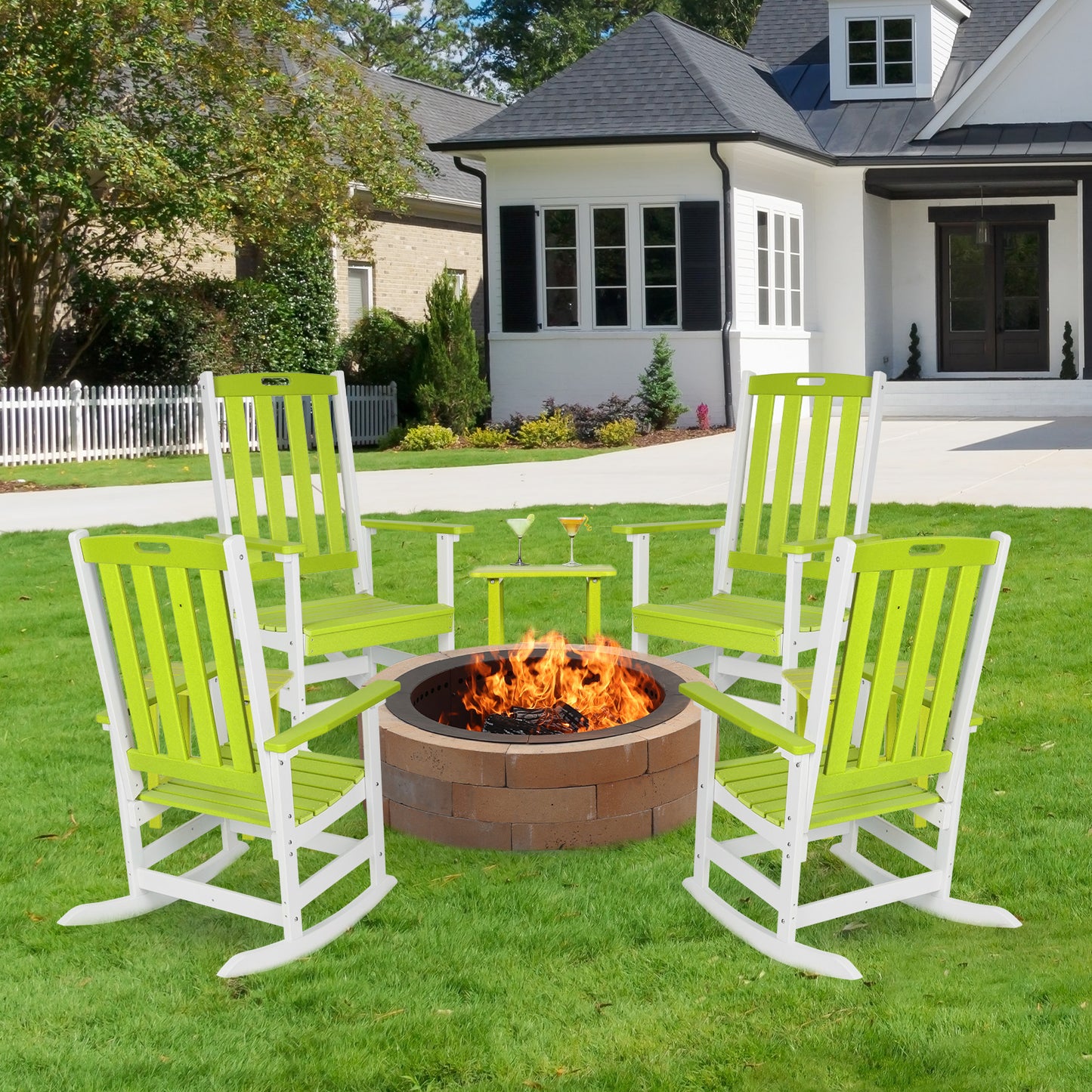 Outdoor Rocking Chair, Ergonomic HDPE Rockers with All-Weather Design