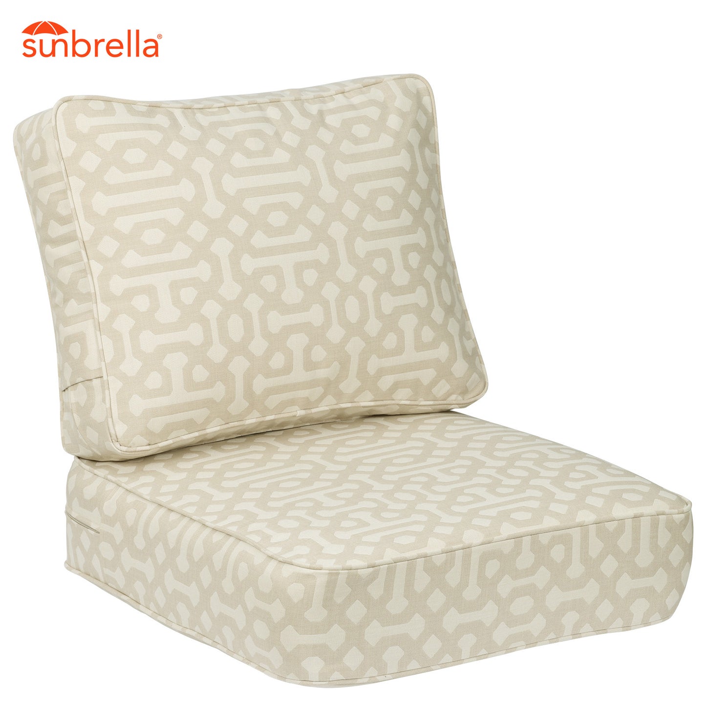 Premium Sunbrella Fabric Outdoor Patio Chair Cushions Set, Fretwork Flax Aoodor