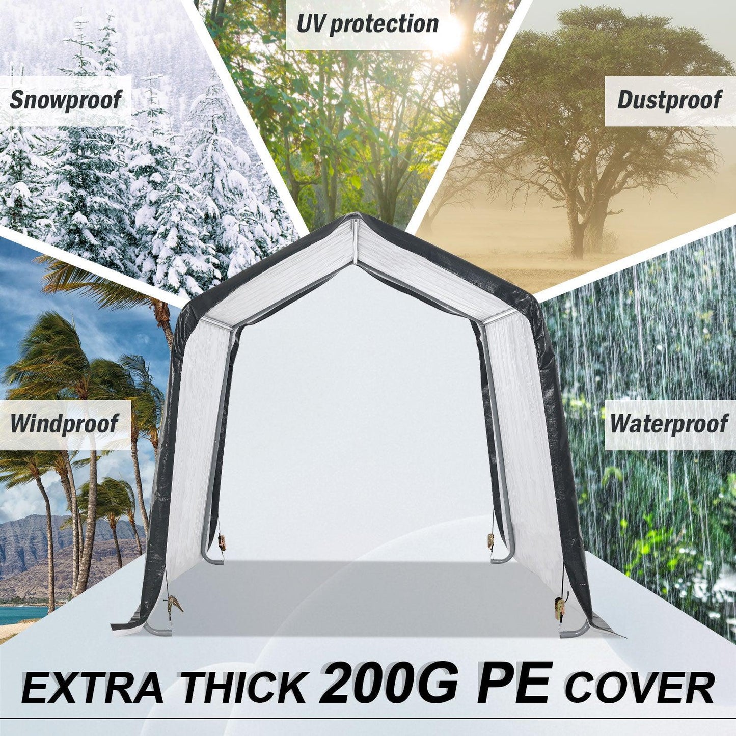 6x6/6x8/8x8/8x12 ft. Heavy Duty Storage Shelter, Portable Shed Carport