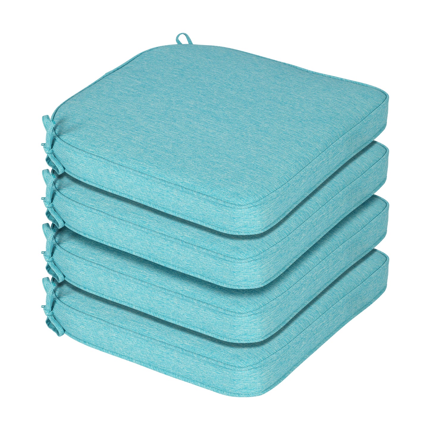 Outdoor Dining Chair Cushions Set, Patio Chair Pads with Ties, Aruba Blue