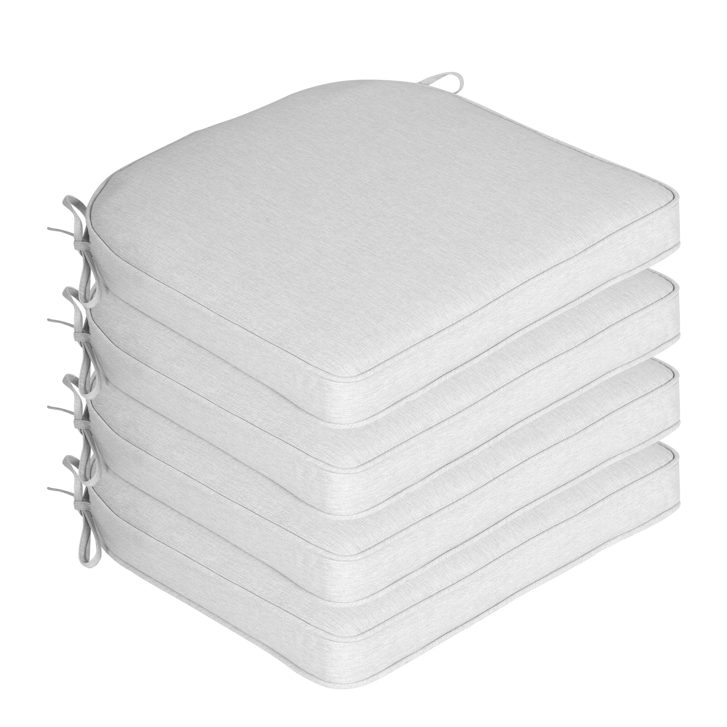 Outdoor Dining Chair Cushions Set, Patio Chair Pads with Ties, Light Gray