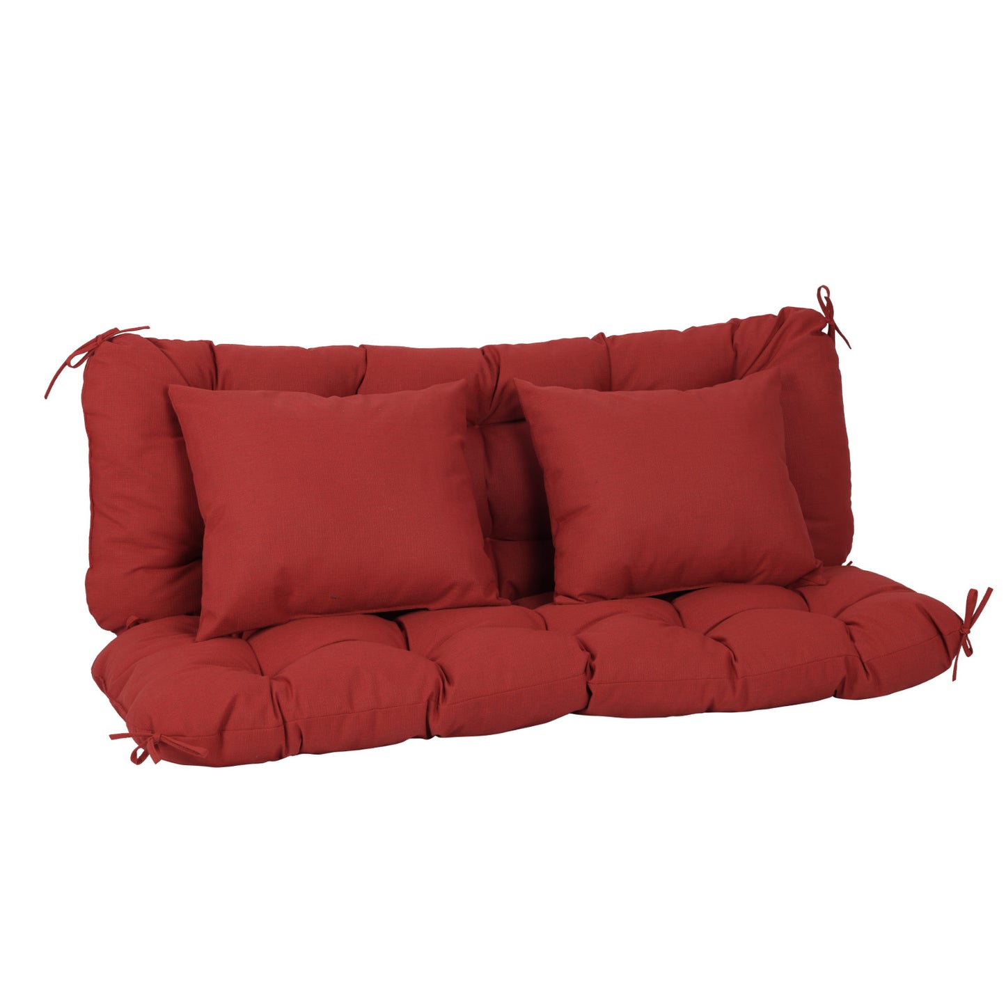 59" Tufted Porch Swing Cushions, Extra 5.1" Thick Outdoor Swing Bench Replacement Cushion with Backrest and 2 Pillows - Red Aoodor