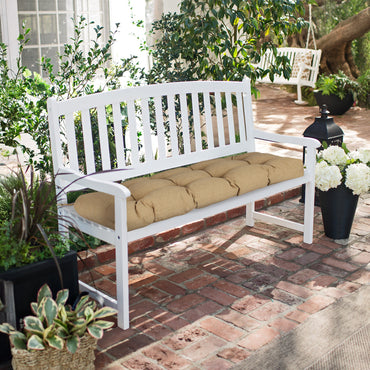 Outdoor Polyester Tufted Bench Cushion, Water & Fade Resistant, Brown