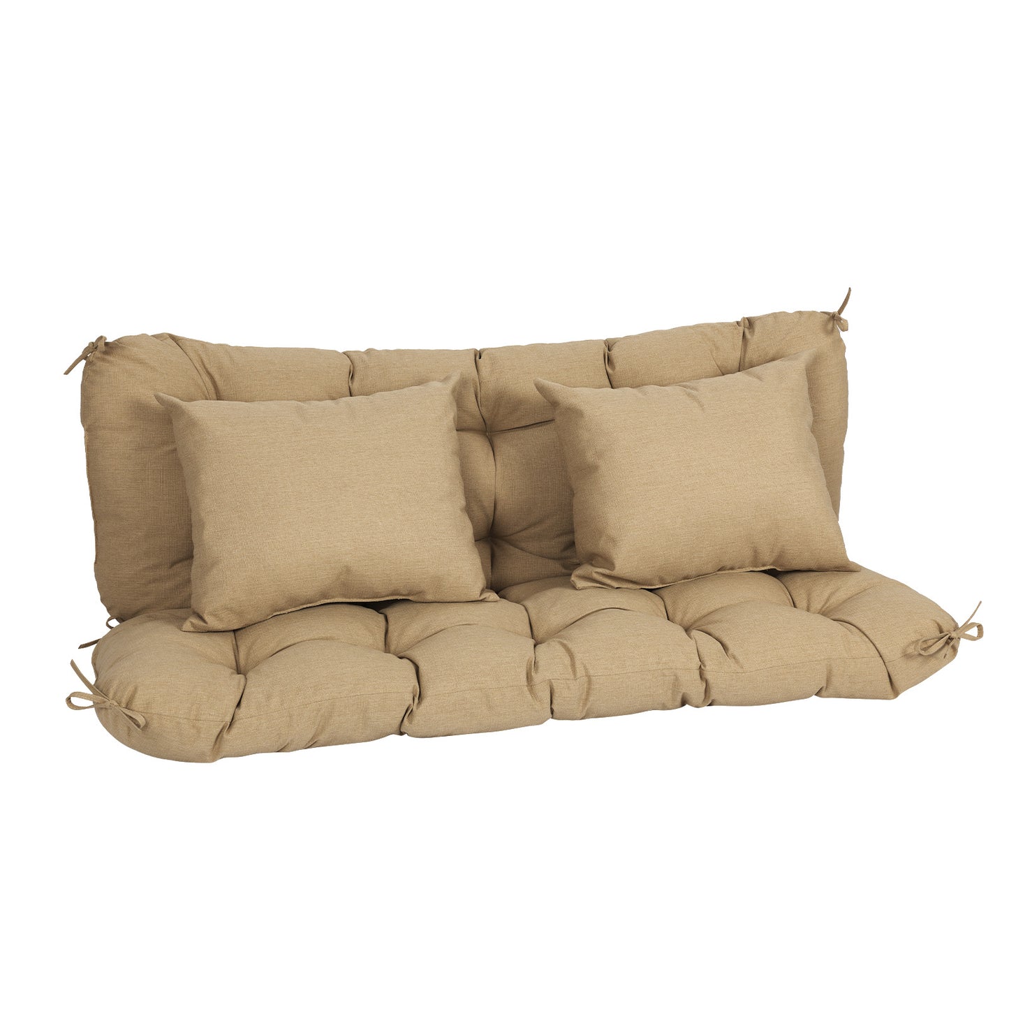 59" Tufted Porch Swing Cushions, Extra 5.1" Thick Outdoor Swing Bench Replacement Cushion with Backrest and 2 Pillows - Brown Aoodor